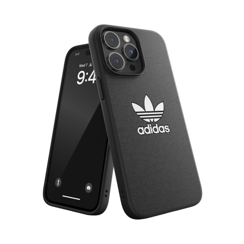 ADIDAS ICONIC APPLE iPHONE 14 PRO MAX COVER IN TPU CON IL CLASSICO LOGO DEL TRIFOGLIO A CONTRASTO BLACK